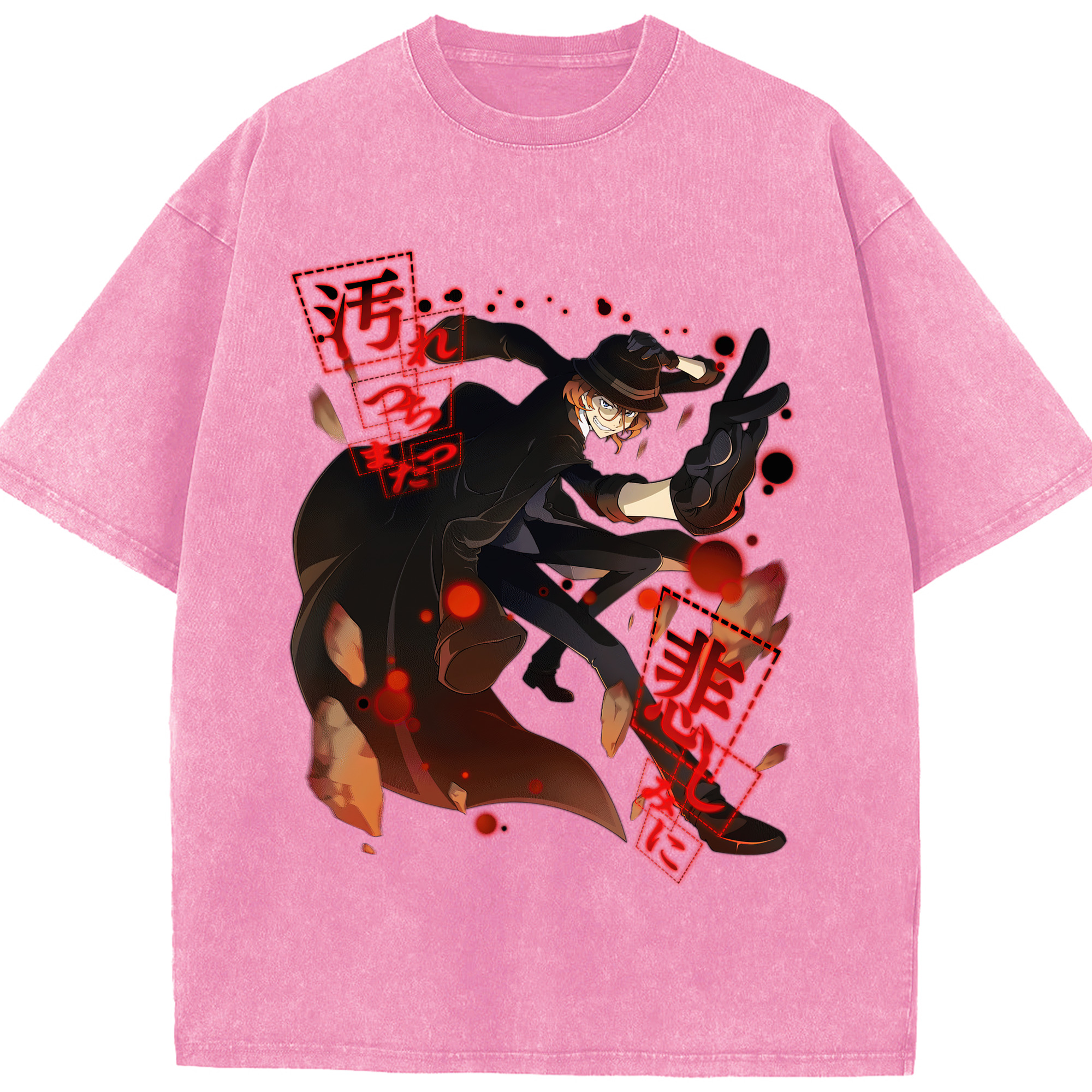 （画像用） 文豪ストレイドッグス Bungo Stray Dogs 綿100% ヴィンテージ風 半袖Tシャツ（フロントプリント）